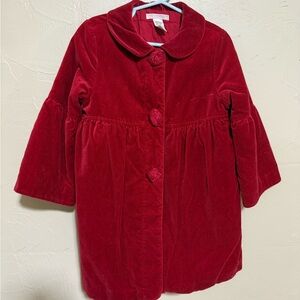 Janie and jack Red Velvet Pea Coat 2T-3T